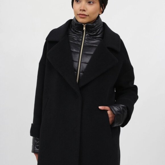 Herno Convertible Wool Pea Coat – Black, Size 44 - Picture 1 of 8